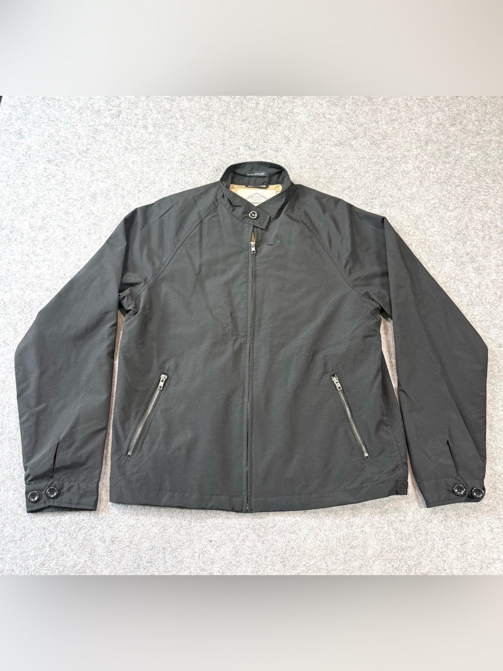 St. John's Bay Black Water Repellant Utility Jacket Coat Zip Pockets Golf Preppy